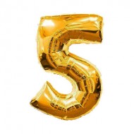 Воздушный шар цифра "5" золотая